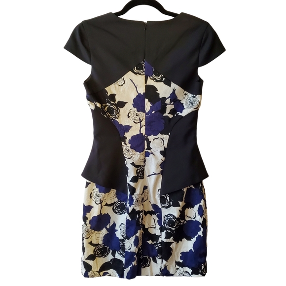 NEW Black Halo Dress Women 2 Jackie O Retro Blue Rose Stretch Cocktail Wedding S - Picture 2 of 14